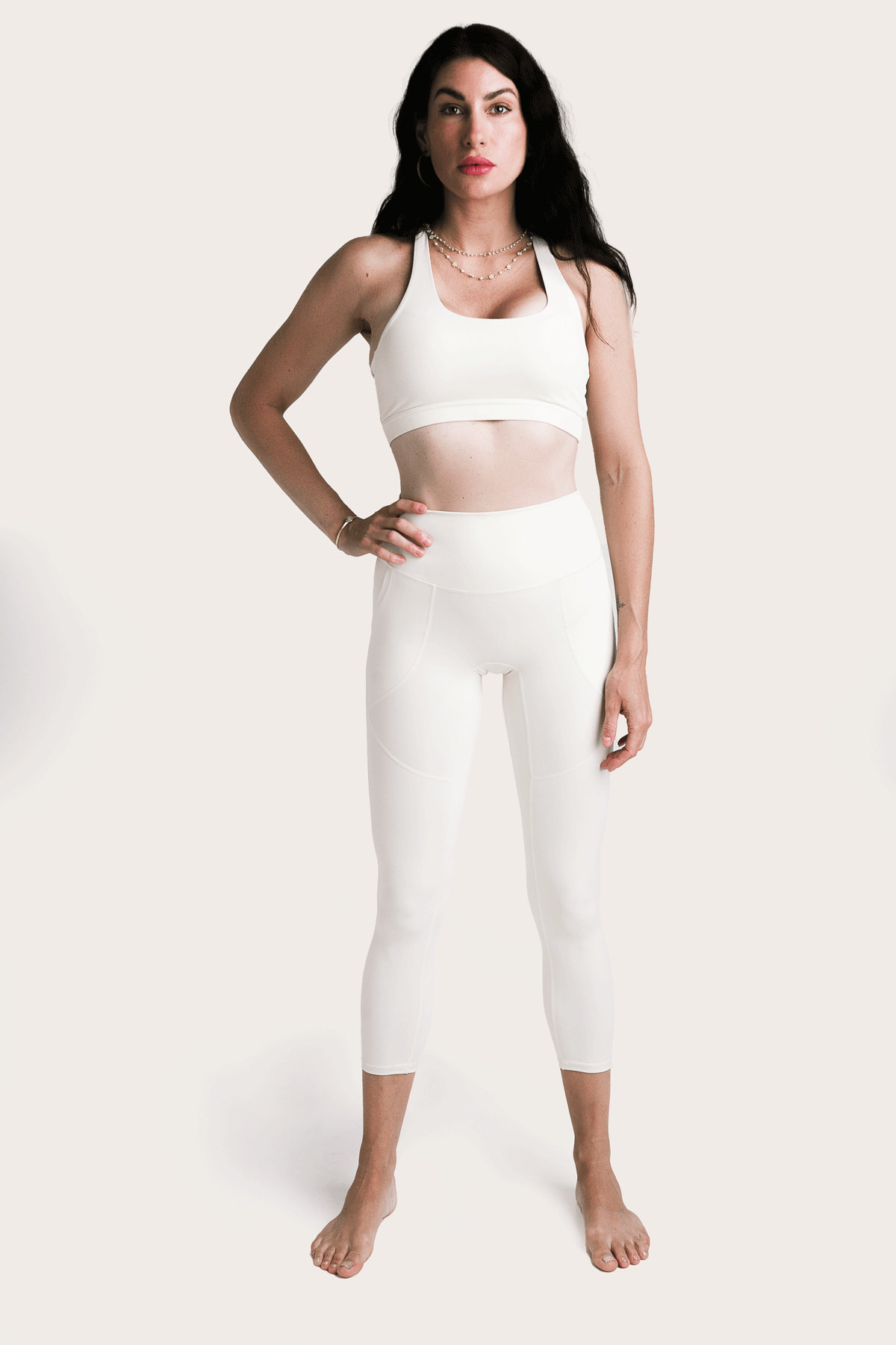 Soft Recycled Leggings With Pockets - Oatmeal