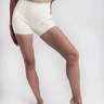 Soft Recycled Contour Shorts With Pockets - Oatmeal on model with hand on hip