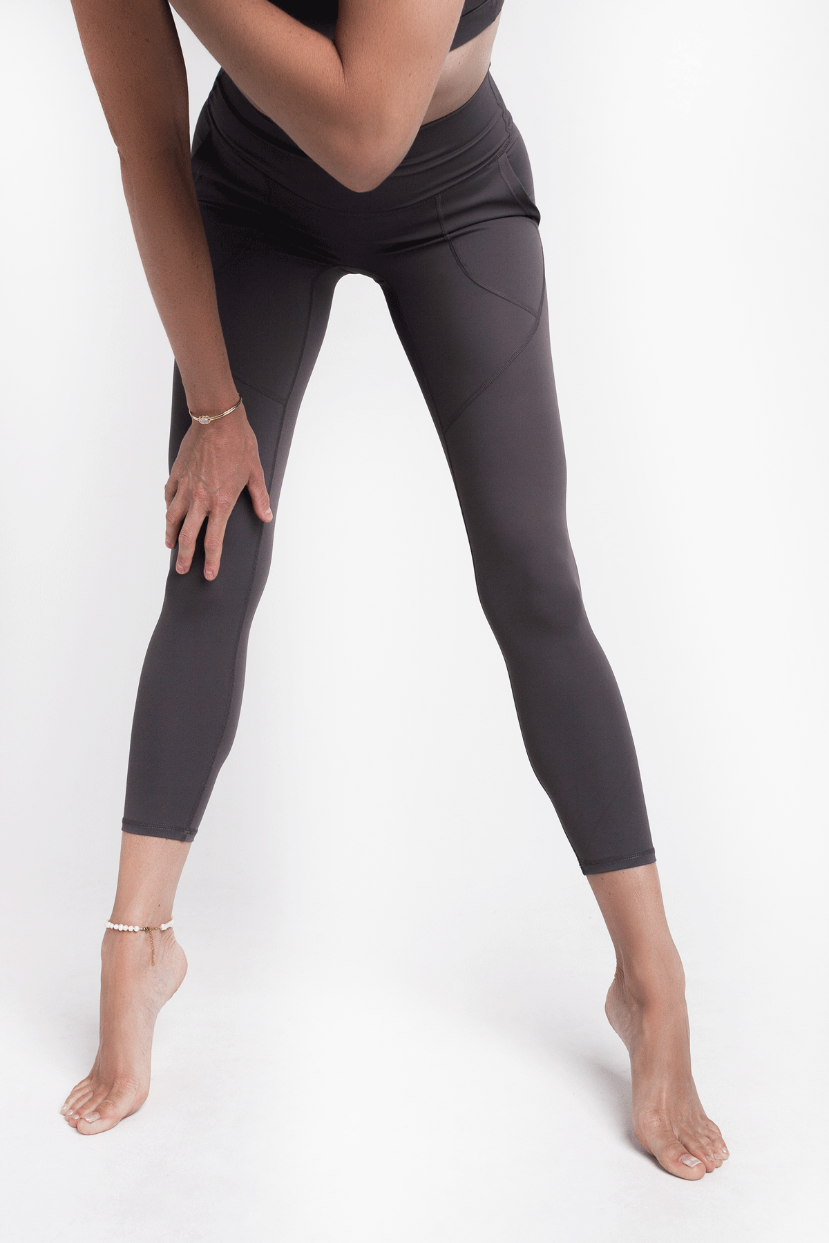 Soft Recycled Leggings With Pockets - Slate Grey on model leant over