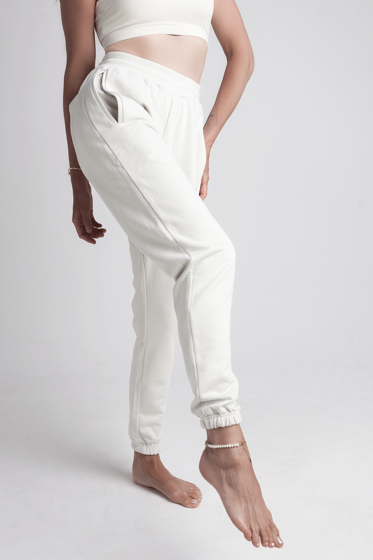 Organic Cotton Drawstring Joggers - Oatmeal