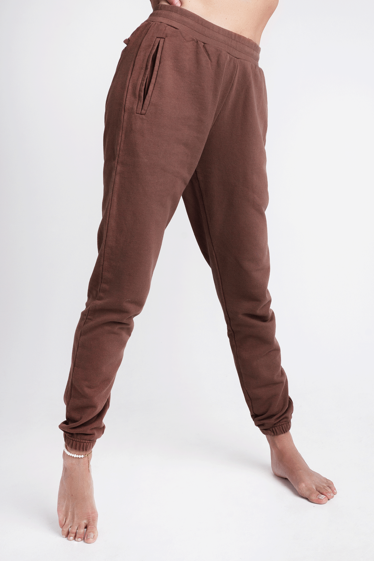 Organic Cotton Drawstring Joggers - Chocolate