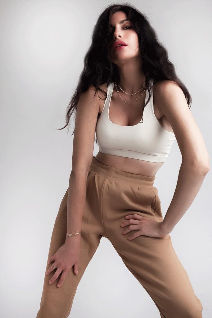 Organic Cotton Drawstring Joggers - Mushroom