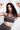 Soft Recycled Sports Bra - Slate Grey on model with hands up